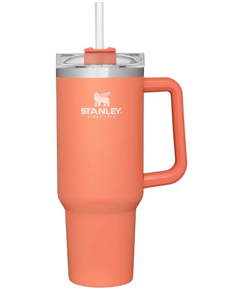 Peach stanley tumbler - Details & Specifications. Constructed of recycled stainless steel for sustainable sipping, our 40 oz Quencher H2.0 offers maximum hydration with fewer refills. Commuting, studio workouts, day trips or your front porch—you’ll want this tumbler by your side. Thanks to Stanley’s vacuum insulation, your water will stay ice-cold, hour after hour. 